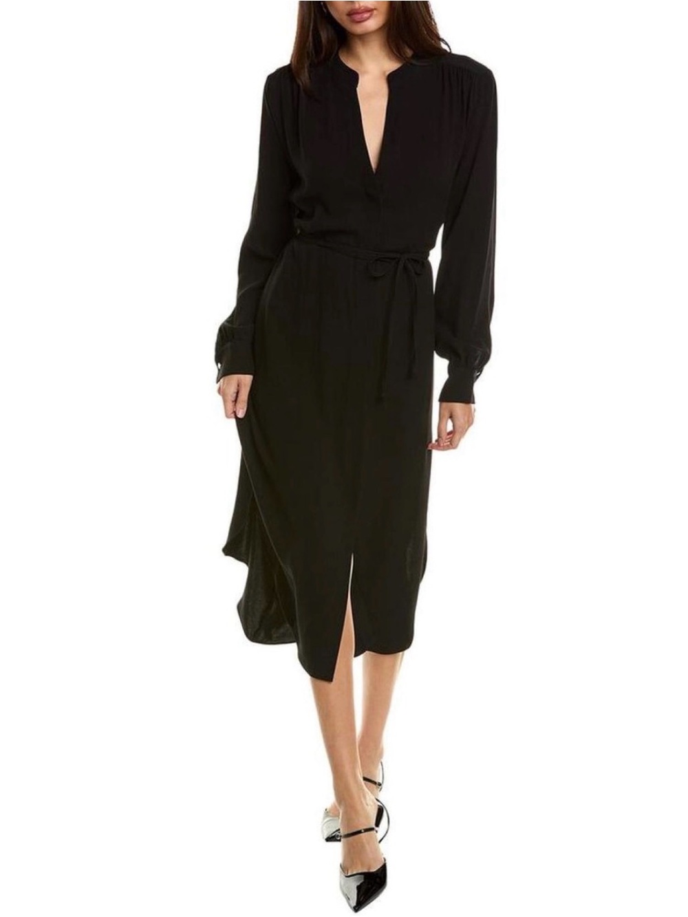 BOSS Dibonorah Dress Womens Size 2 Black Midi Length Career Belted NEW $599